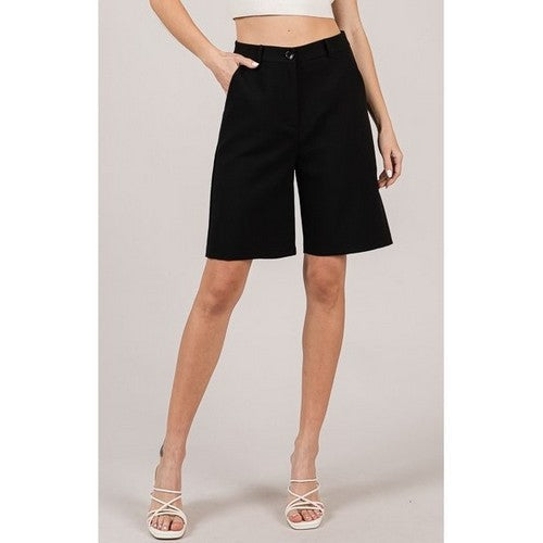 940083-MW215 Twill Bermuda Shorts in Black