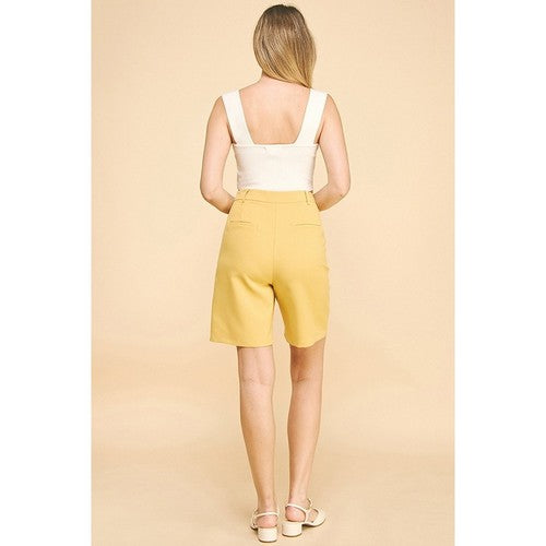 Twill Bermuda Shorts in Mustard
