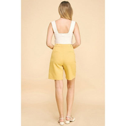 Twill Bermuda Shorts in Mustard