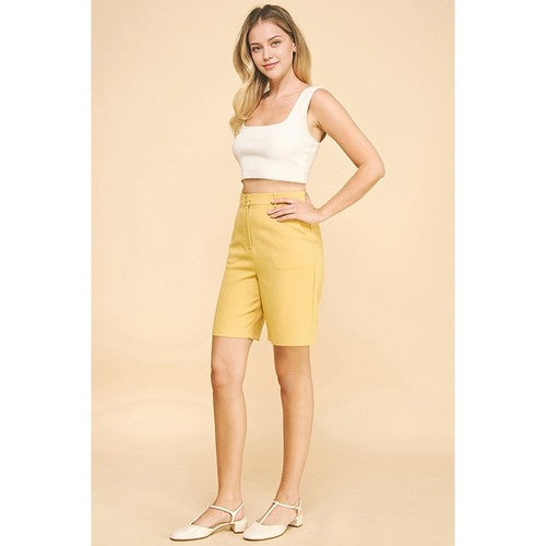 Twill Bermuda Shorts in Mustard