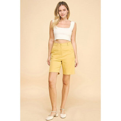 Twill Bermuda Shorts in Mustard