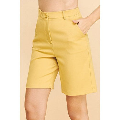 Twill Bermuda Shorts in Mustard