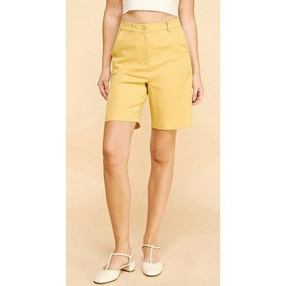 940083-MW215 Twill Bermuda Shorts in Yellow