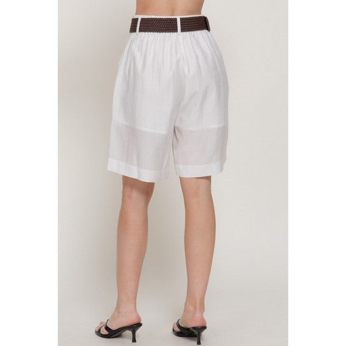 Lightweight Lined Bermuda Shorts in White