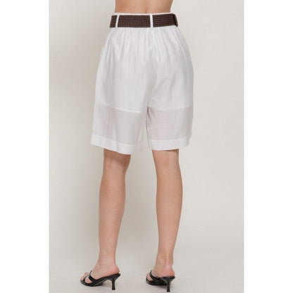Lightweight Lined Bermuda Shorts in White