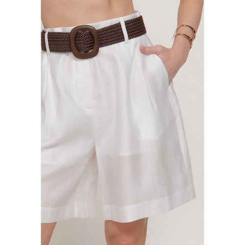 Lightweight Lined Bermuda Shorts in White