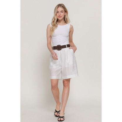 Lightweight Lined Bermuda Shorts in White