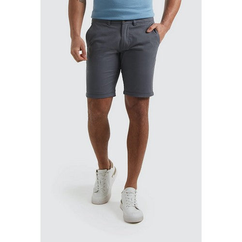 New Look Slim Fit Turn-Up Chino Shorts Blue-Grey