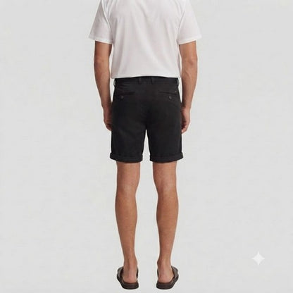New Look Slim Fit Turn-Up Chino Shorts in Black