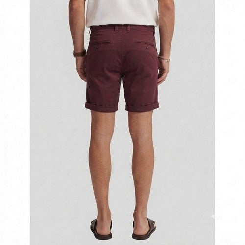 New Look Slim Fit Turn-Up Chino Shorts Burgundy