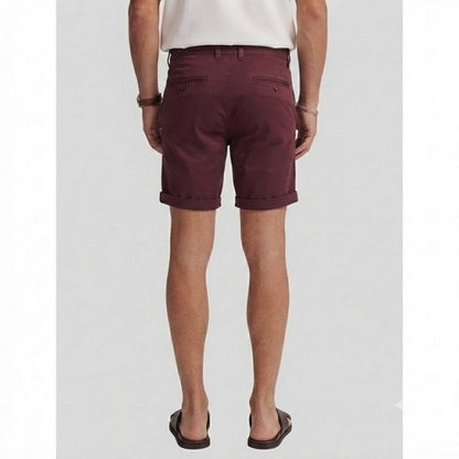 New Look Slim Fit Turn-Up Chino Shorts Burgundy