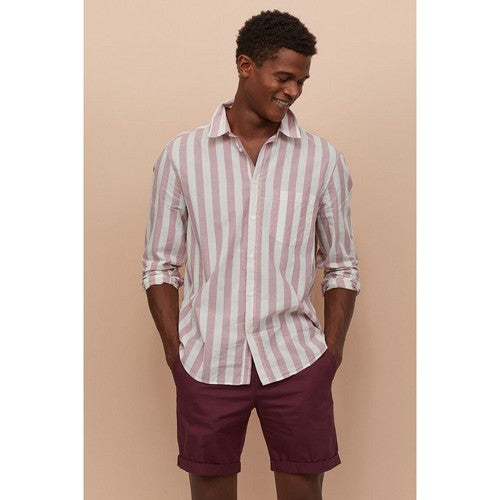 New Look Slim Fit Turn-Up Chino Shorts Burgundy