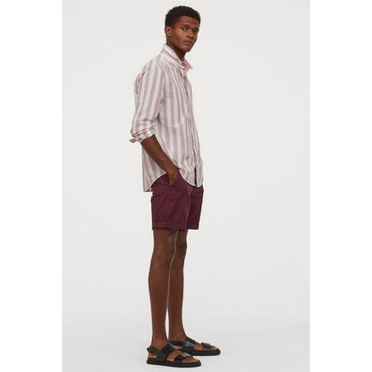 New Look Slim Fit Turn-Up Chino Shorts Burgundy