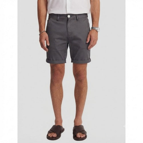 New Look Slim Fit Turn-Up Chino Shorts Grey