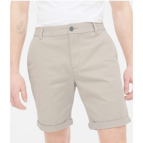 New Look Slim Fit Turn-Up Chino Shorts Khaki