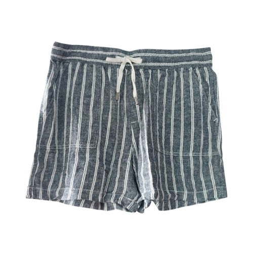Papaya Patch Pocket Stripe Linen Shorts Black/White