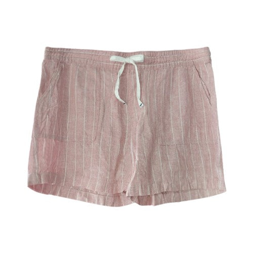 Papaya Patch Pocket Stripe Linen Shorts Pink/White