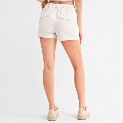 Cotton Twill Pleat Front Shorts White