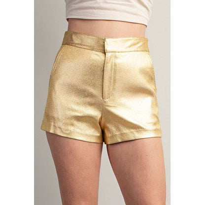 GP7943 Aria High Waist Lurex Shorts Gold