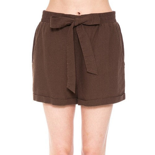Tie Waist Linen Short in Java