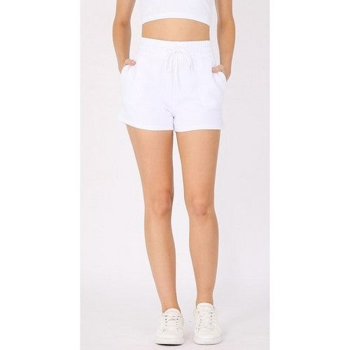 FSP004R-1 Fleece Jogger Shorts in White