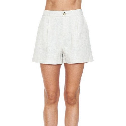 74808 Linen Pleat Front Shorts in Khaki