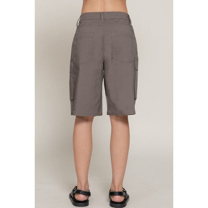 Cotton Cargo Bermuda Shorts in Grey