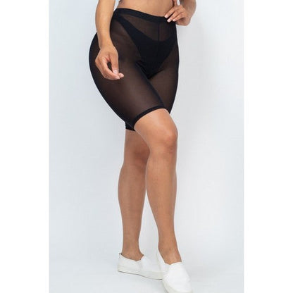 Mesh Sheer Biker Shorts in Black