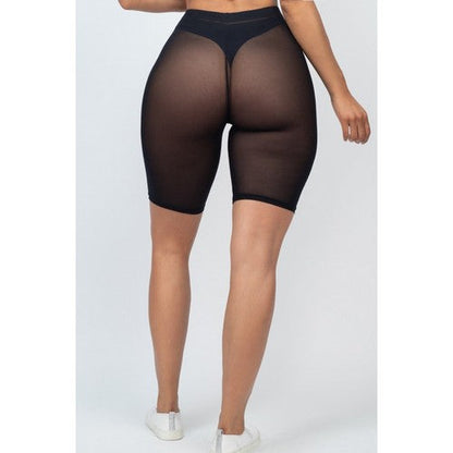 Mesh Sheer Biker Shorts in Black