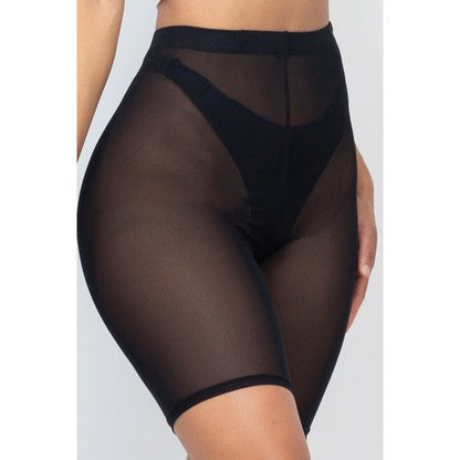 BP3365-W Mesh Sheer Biker Shorts in Black