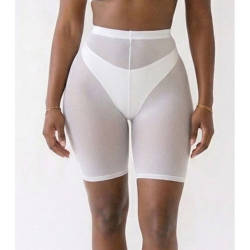 BP3365 Mesh Sheer Biker Shorts in White
