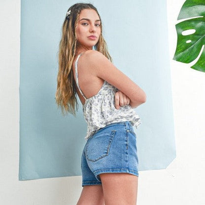 Wax Jean Basic Jean Shorts in Medium Denim