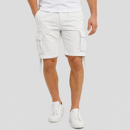 Threadbare Manchester Cotton Cargo Shorts in Chalk