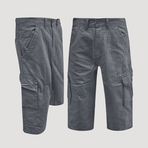 Twill Cargo 3/4 Short Pants in Ash