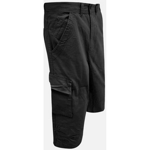 Twill Cargo 3/4 Short Pants in Black