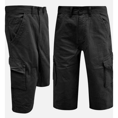 Twill Cargo 3/4 Short Pants in Black