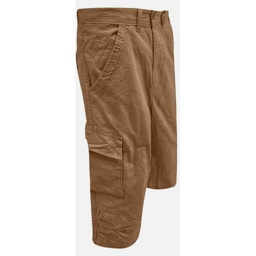 Twill Cargo 3/4 Short Pants in Light Brown