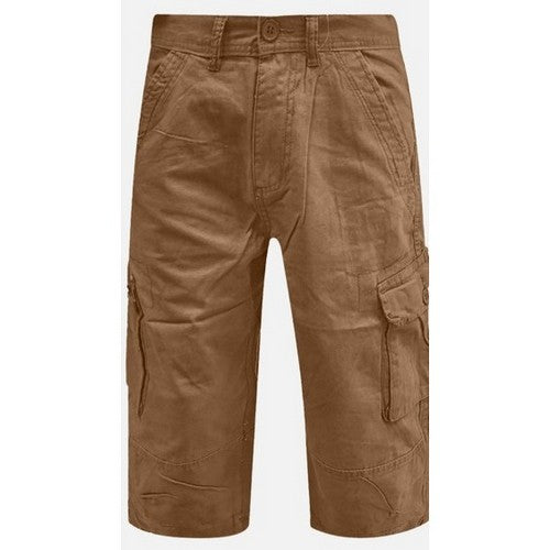 Twill Cargo 3/4 Short Pants in Light Brown
