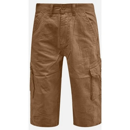 Twill Cargo 3/4 Short Pants in Light Brown