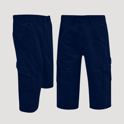 Twill Cargo 3/4 Short Pants in Navy
