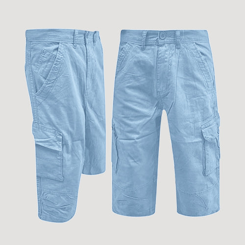 Twill Cargo 3/4 Short Pants in Sky