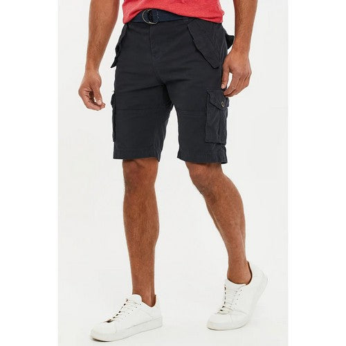 TBMS05686B Threadbare Biscary Cotton Cargo Shorts in Navy