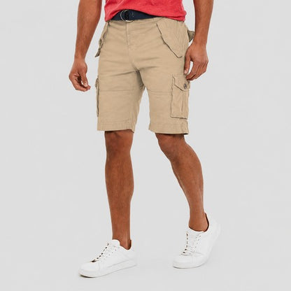 Threadbare Biscary Cotton Cargo Shorts in Stone