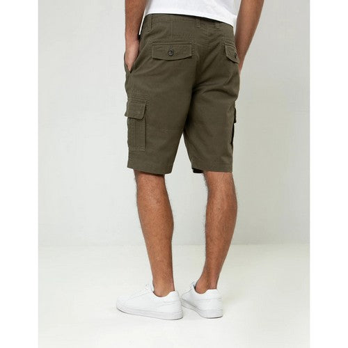 Threadbare Bute Cotton Cargo Shorts in Khaki Green