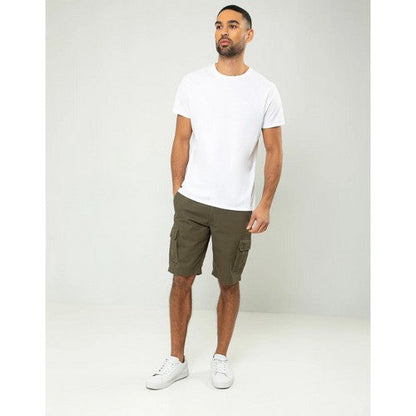 Threadbare Bute Cotton Cargo Shorts in Khaki Green