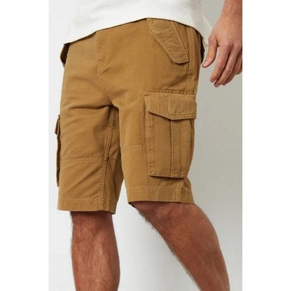 TBMS08932C Threadbare Lasgo Cotton Cargo Shorts in Camel