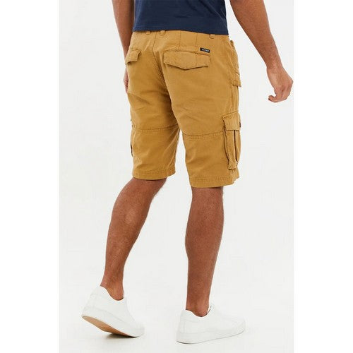 Threadbare Lugo Cotton Cargo Shorts in Camel