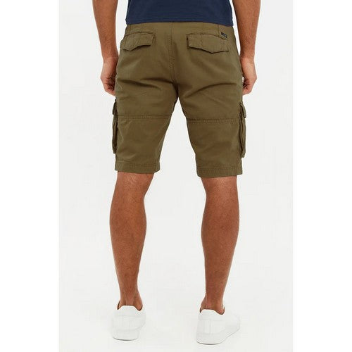 Threadbare Lugo Cotton Cargo Shorts in Khaki Green
