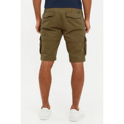 Threadbare Lugo Cotton Cargo Shorts in Khaki Green