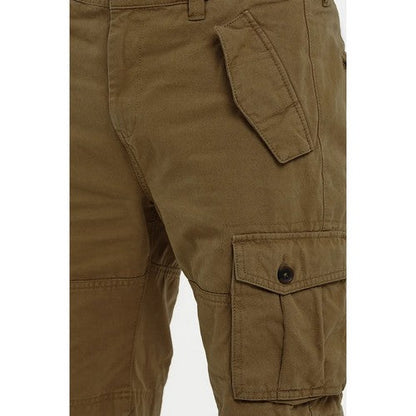 Threadbare Lugo Cotton Cargo Shorts in Khaki Green